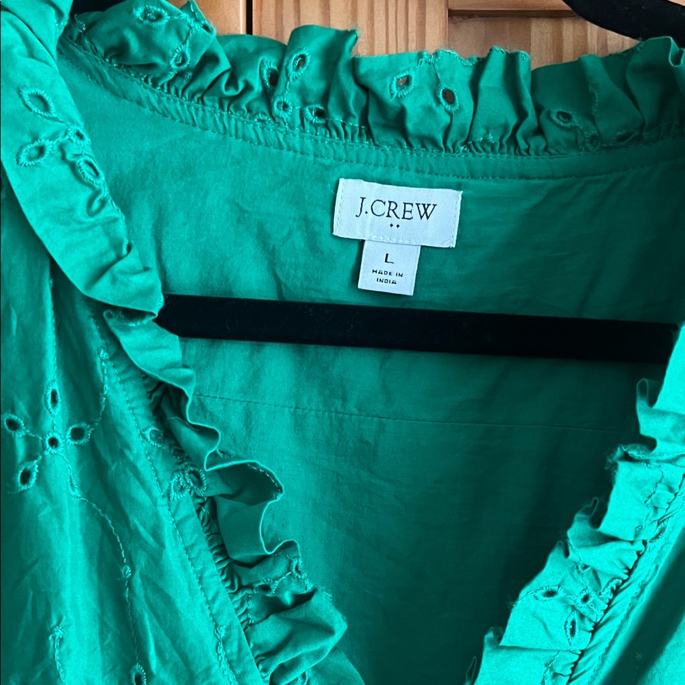 J. Crew Vibrant Green Eyelet Blouse - Picture 2 of 4